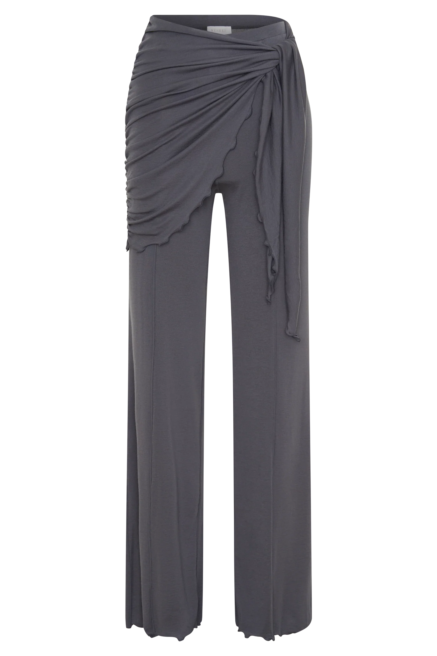 Anfie Straight Leg Pants With Waist Wrap - Grey